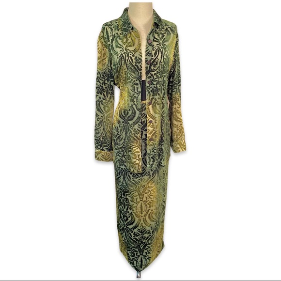 Vintage 1990s Velvet On Silk Maxi Skirt and Blouse, - Picture 10 of 16